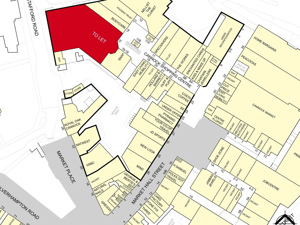Unit 15, Cannock Shopping Centre, Cannock, Staffordshire, WS11 1WS