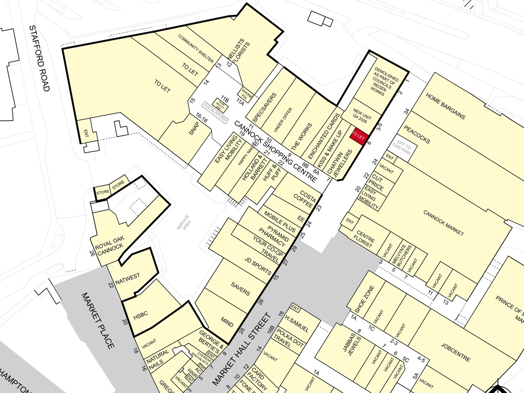 Unit 6, Market Hall Street, Cannock, Staffordshire, WS11 1WS